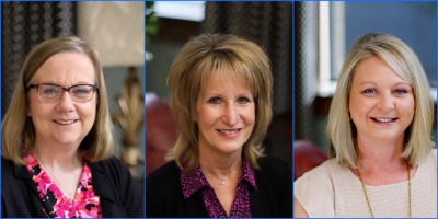 collage of headshots featuring three employees recently promoted